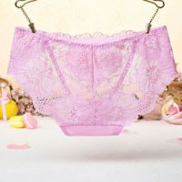 P443 - Celana Dalam Panties Hipster Pink Transparan Bordir Bunga - 2