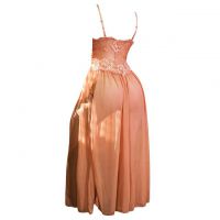 L1238 - Baju Tidur Lingerie Long Gown Gaun Panjang Maxi Dress Krem Transparan - 2