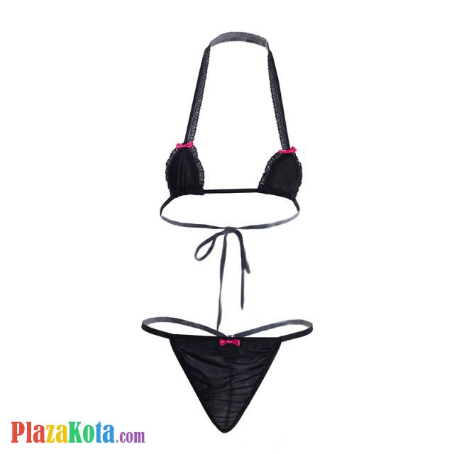 B111 - Bra Set Bralette Halter Mini Hitam Celana Dalam - Photo 1