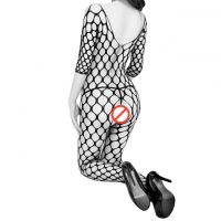 BS079 - Bodystocking Full Body Fishnet Hitam Lengan Panjang Crotchless - Thumbnail 2