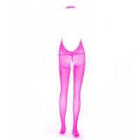 BS083 - Bodystocking Full Body Seamless Halterneck Magenta Transparan Crotchless - Thumbnail 2