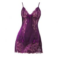 L0471 - Baju Tidur Lingerie Nightgown Sleepwear Midi Dress Ungu Transparan