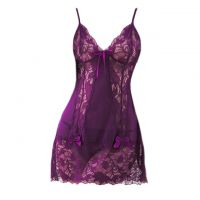 L0471 - Lingerie Nightgown Ungu Transparan