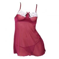 L0502 - Baju Tidur Lingerie Bodycon Sheath Dress Marun Transparan