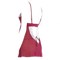 L0502 - Baju Tidur Lingerie Bodycon Sheath Dress Marun Transparan - 2
