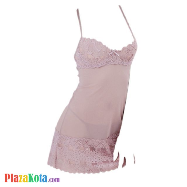 L0526 - Baju Tidur Lingerie Bodycon Sheath Dress Tali Silang Abu-Abu Transparan Bra Kawat - Photo 1