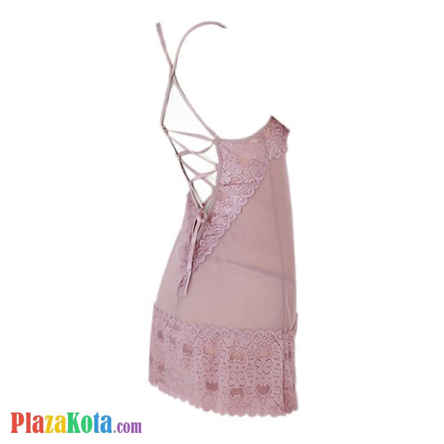 L0526 - Baju Tidur Lingerie Bodycon Sheath Dress Tali Silang Abu-Abu Transparan Bra Kawat - Photo 2