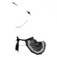B123 - Bra Set Costume Cosplay Maid Waitress Pelayan Halter Hitam Transparan Apron - 2