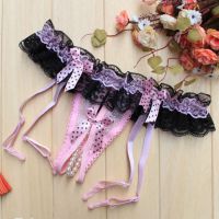 G008 - Garter Belt G-String Crotchless Pink, Mutiara, Lingkar Karet Renda, Tali 4