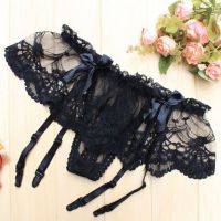 G013 - Garter Belt G-String Hitam, Lingkar Karet Renda, Tali 4