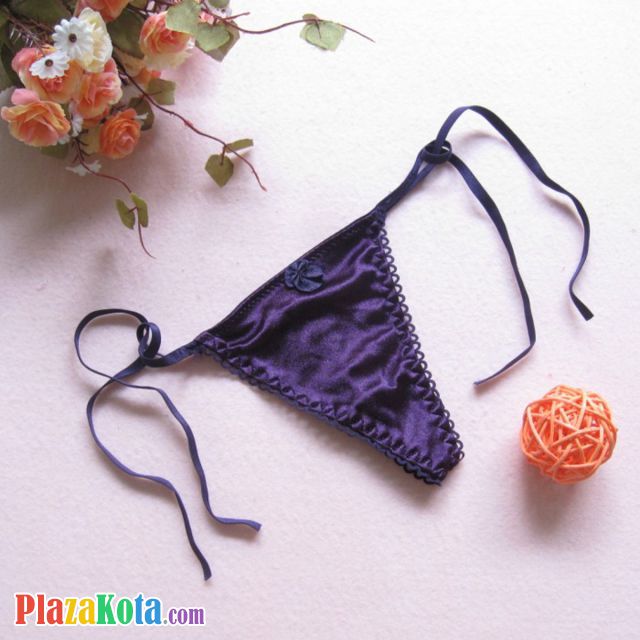 GS023 - Celana Dalam G-String Wanita Ungu Tali Karet Ikat Samping - Photo 1