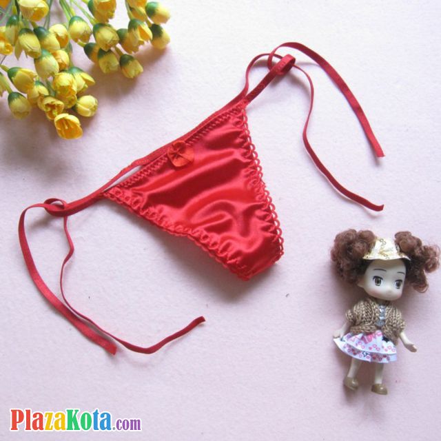 GS024 - Celana Dalam G-String Wanita Merah Tali Karet Ikat Samping - Photo 1