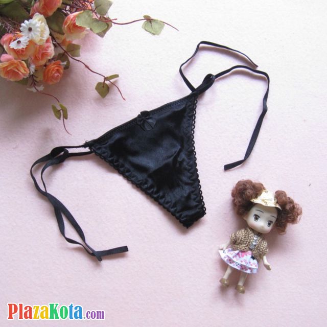 GS026 - Celana Dalam G-String Wanita Hitam Tali Karet Ikat Samping - Photo 1