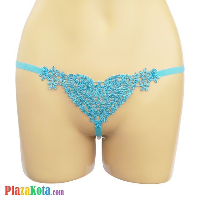 GS034 - Celana Dalam G-String Mutiara Biru Love - Photo 1