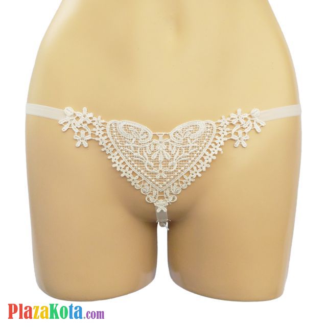 GS035 - Celana Dalam G-String Mutiara Putih Love - Photo 1