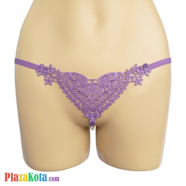 GS037 - Celana Dalam G-String Mutiara Ungu Love - Photo 1