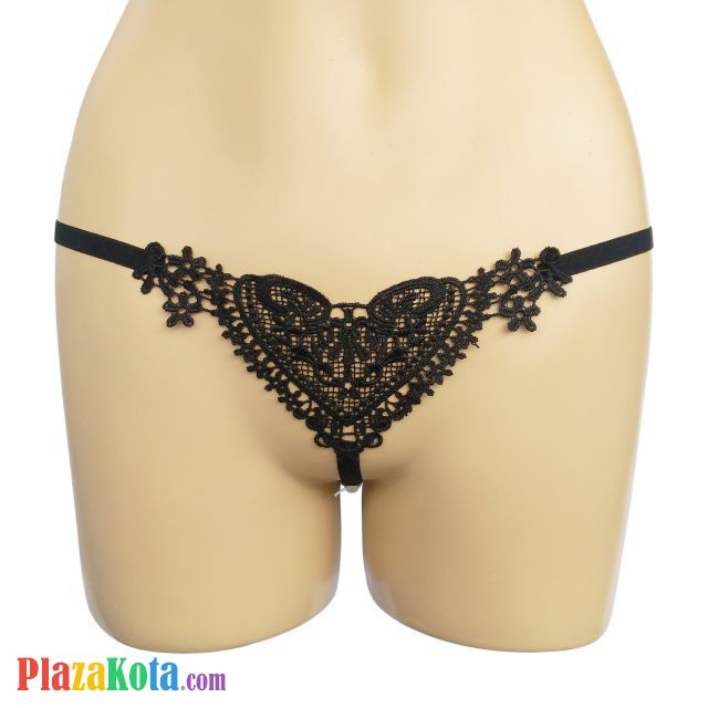 GS040 - Celana Dalam G-String Mutiara Hitam Love - Photo 1