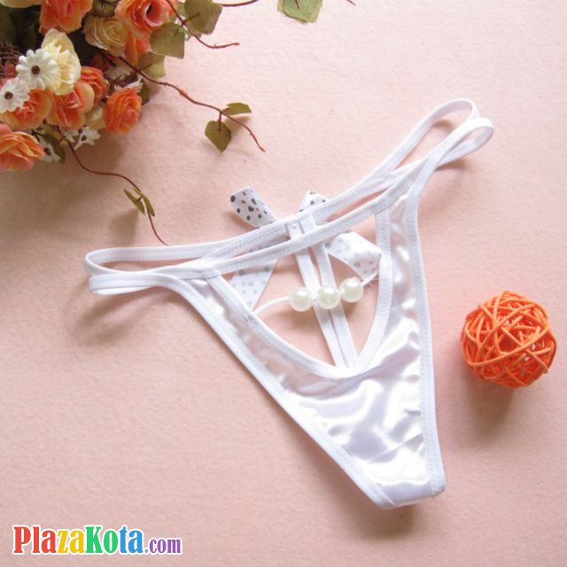 GS053 - Celana Dalam Wanita G-String Mutiara Seksi Putih Horizontal - Photo 1