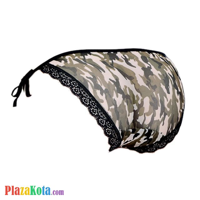 P060 - Celana Dalam Panties Thong Hijau Tentara Ikat Samping - Photo 2