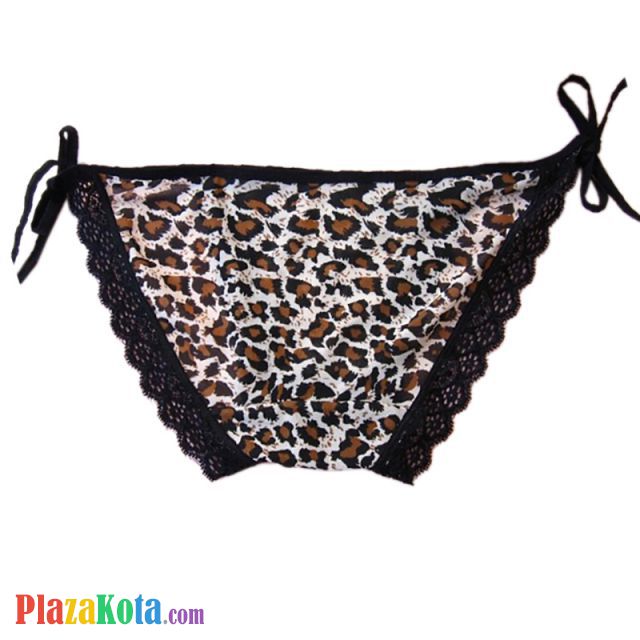 P062 - Celana Dalam Panties Thong Macan Tutul Coklat Ikat Samping - Photo 2