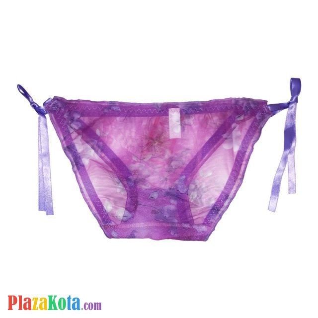 P066 - Celana Dalam Panties Thong Ungu Transparan Ikat Samping - Photo 2