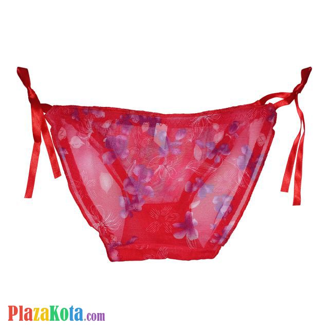 P067 - Celana Dalam Panties Thong Merah Transparan Ikat Samping - Photo 2