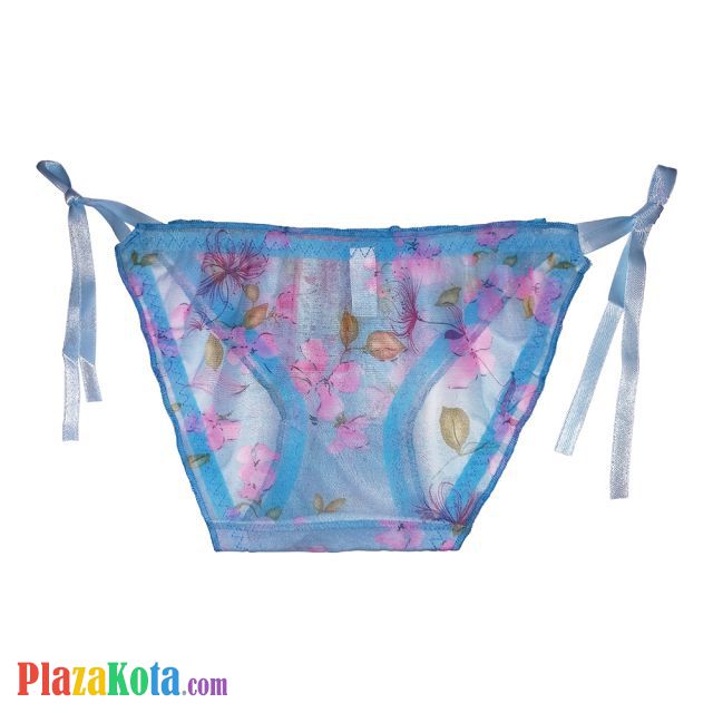 P068 - Celana Dalam Panties Thong Biru Transparan Ikat Samping - Photo 2