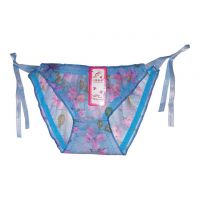 P068 - Celana Dalam Panties Thong Biru Transparan Ikat Samping