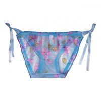 P068 - Celana Dalam Panties Thong Biru Transparan Ikat Samping - Thumbnail 2