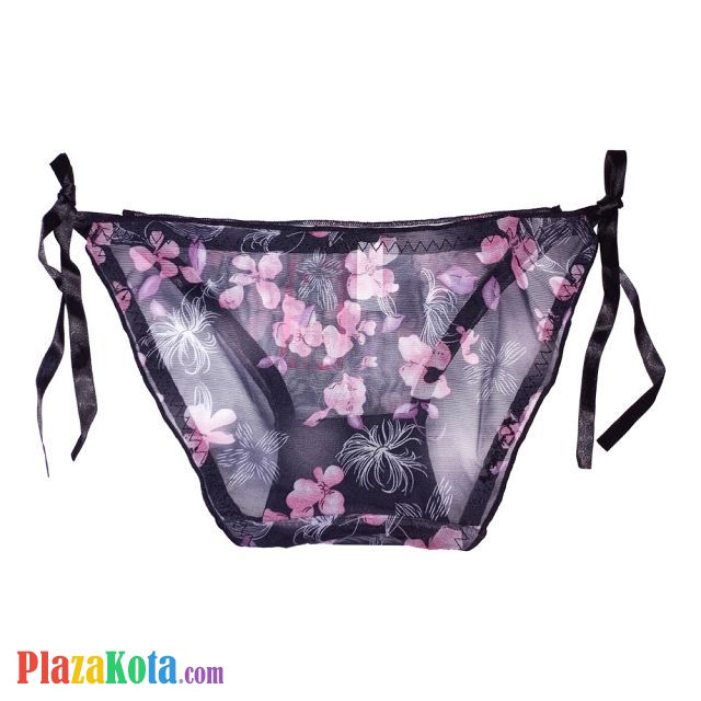 P069 - Celana Dalam Panties Thong Hitam Transparan Ikat Samping - Photo 2