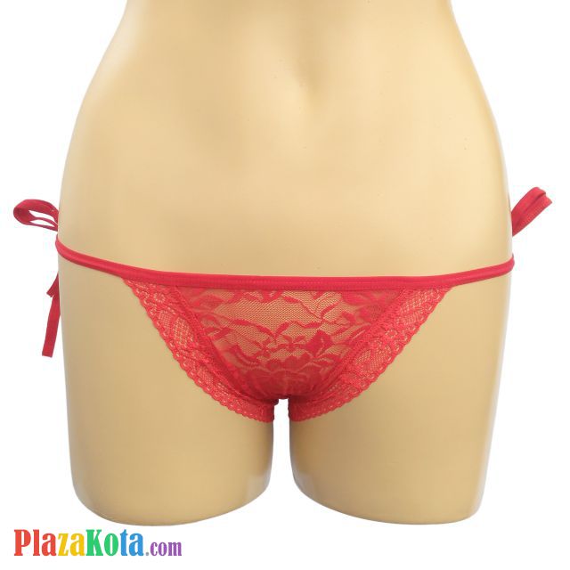 P073 - Celana Dalam Panties Thong Merah Transparan Ikat Samping - Photo 1