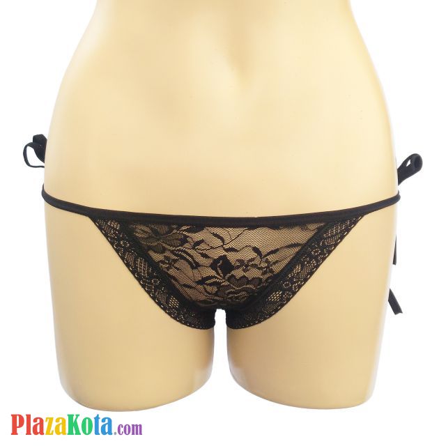 P074 - Celana Dalam Panties Thong Hitam Transparan Ikat Samping - Photo 1