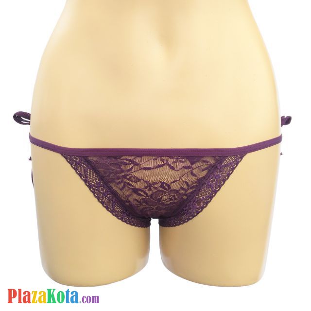 P075 - Celana Dalam Panties Thong Ungu Transparan Ikat Samping - Photo 1