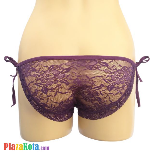 P075 - Celana Dalam Panties Thong Ungu Transparan Ikat Samping - Photo 2