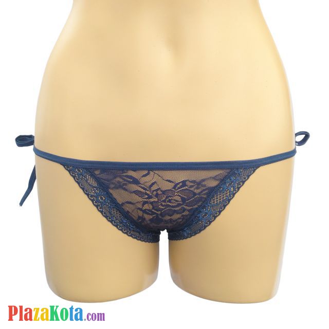 P077 - Celana Dalam Panties Thong Biru Transparan Ikat Samping - Photo 1