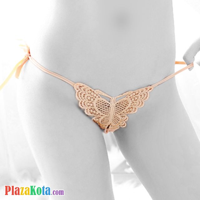 P084 - Celana Dalam Panties Thong Krem Kupu-Kupu Ikat Samping Kanan - Photo 1