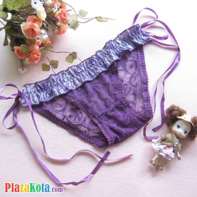 P087 - Celana Dalam Panties Thong Ungu Ikat Samping - Photo 1