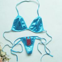 B158 - Bikini String Halterneck Biru, G-String Ikat Samping