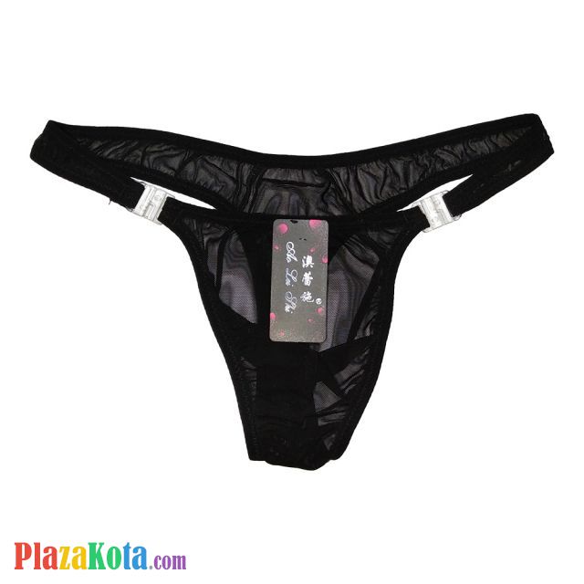 GP004 - Celana Dalam G-String Pria Hitam Transparan - Photo 1