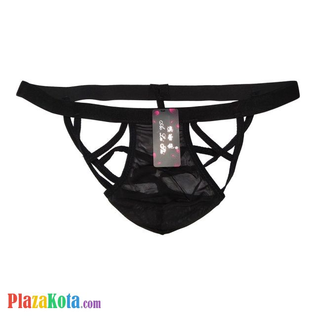 GP010 - Celana Dalam G-String Pria Hitam Transparan - Photo 1