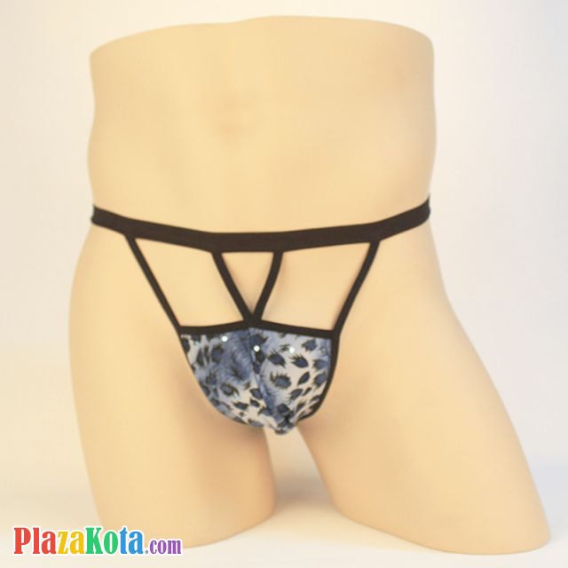 GP037, Jual Celana Dalam G-String Pria Macan Tutul Biru 