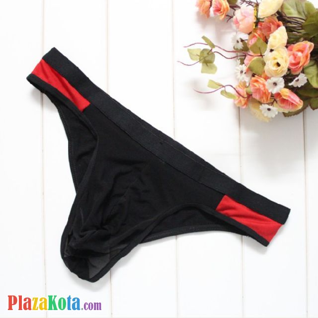 GP045 - Celana Dalam G-String Pria Hitam Depan Transparan - Photo 1