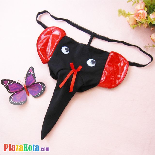 GP049 - Celana Dalam G-String Pria Hitam Gajah - Photo 1