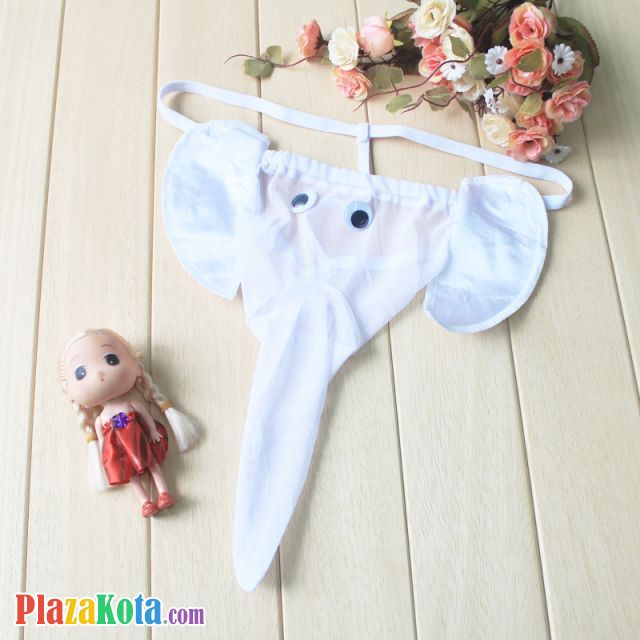 GP051 - Celana Dalam G-String Pria Putih Transparan Gajah - Photo 1