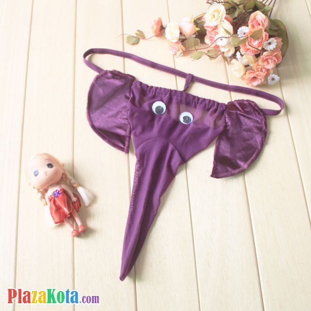 GP052 - Celana Dalam G-String Pria Ungu Transparan Gajah - Photo 1