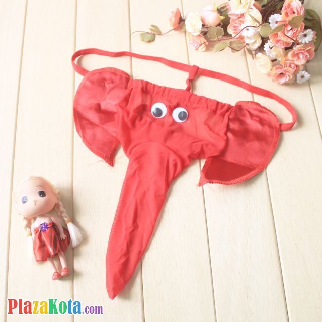 GP053 - Celana Dalam G-String Pria Merah Transparan Gajah - Photo 1