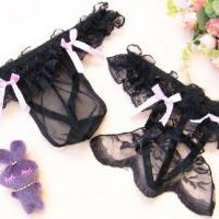 GC006 - Celana Dalam G-String Couple Hitam Transparan, Renda