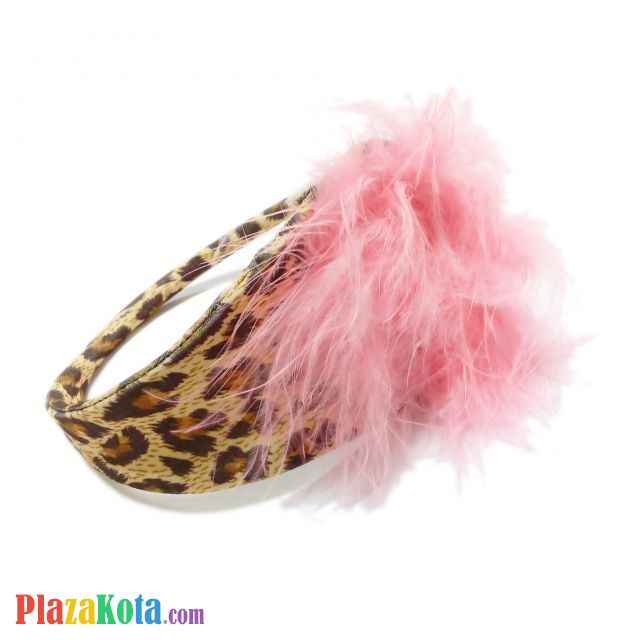 CS023 - Celana Dalam C-String Wanita Macan Tutul Coklat Bulu Pink - Photo 1
