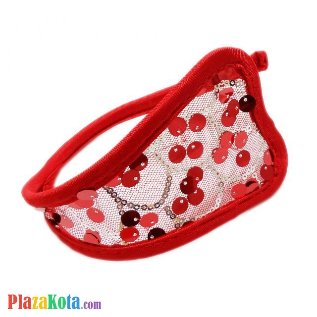 CS029 - Celana Dalam C-String Wanita Love Merah Transparan Manik - Photo 1