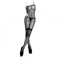 BS106 - Bodystocking Full Body Hitam Transparan Crotchless